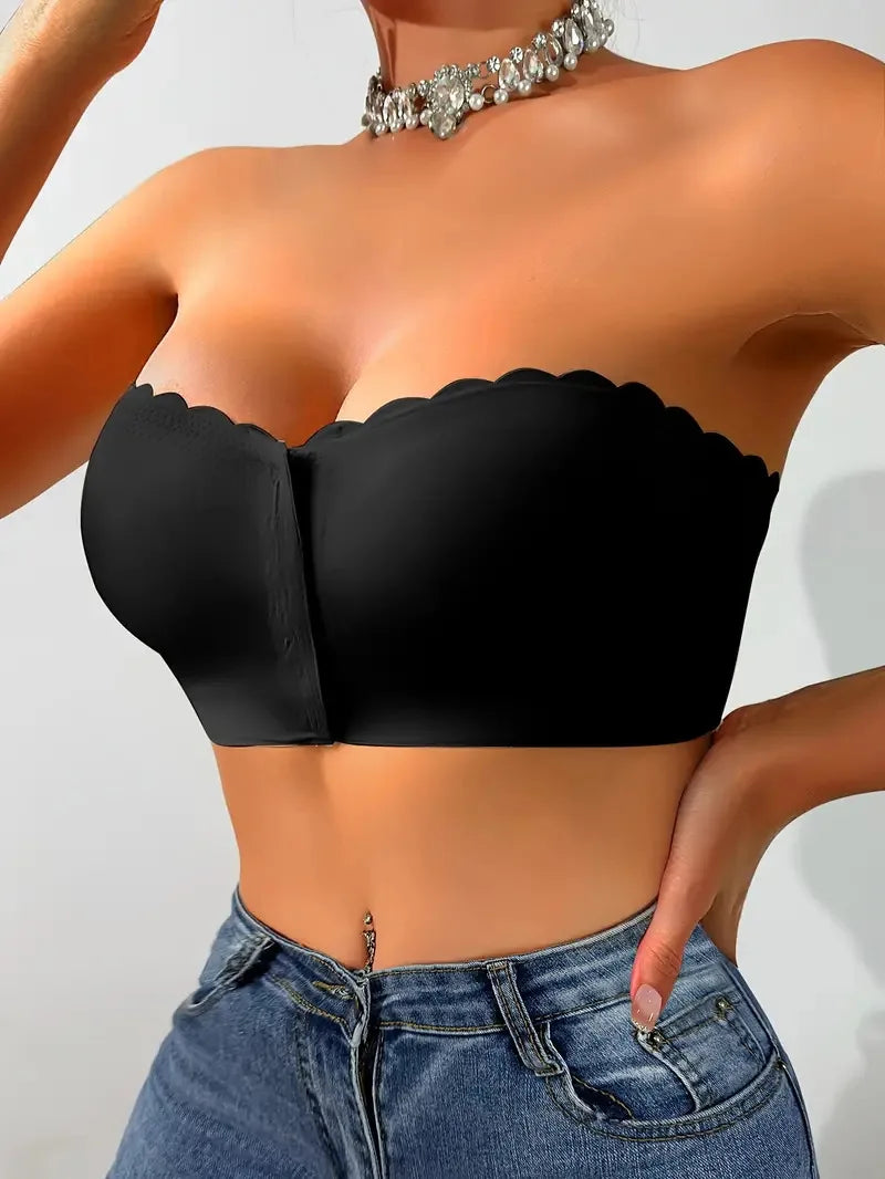 Seamless Strapless Bra for Women – Front Buckle, Push-Up, Sports & Everyday Wear