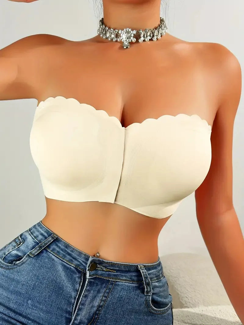 Seamless Strapless Bra for Women – Front Buckle, Push-Up, Sports & Everyday Wear