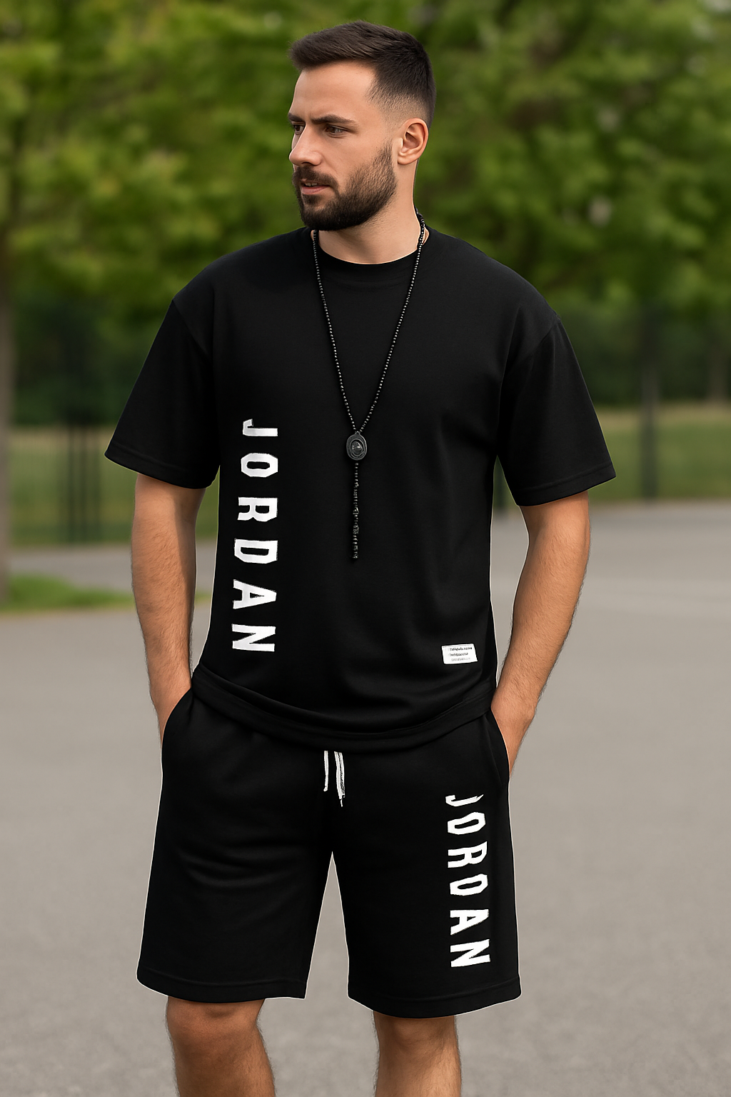 Men’s Casual Sportswear Set – T-Shirt & Shorts, Loose Fit 2025