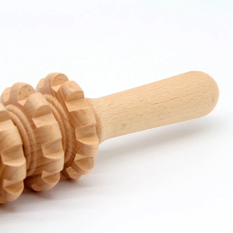Wood Therapy Roller Massager – Handheld Cellulite Trigger Point Stick for Lymphatic Drainage & Muscle Release