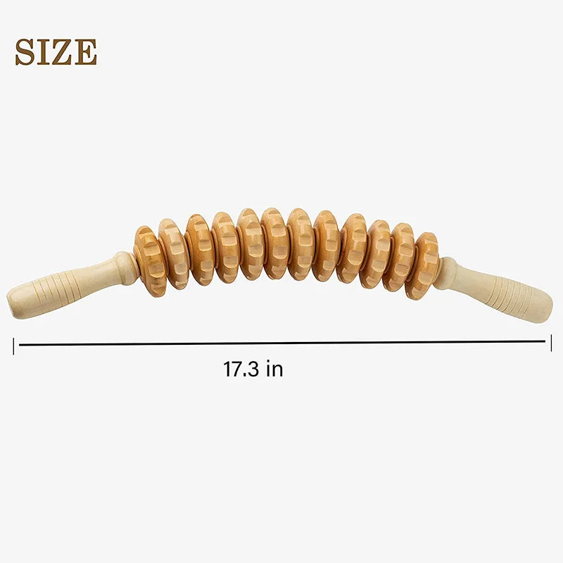 Wood Therapy Roller Massager – Handheld Cellulite Trigger Point Stick for Lymphatic Drainage & Muscle Release