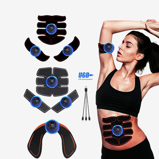 USB Rechargeable EMS Muscle Stimulator – Electric Abdominal & Arm Trainer, Pain Relief & Fitness Massager