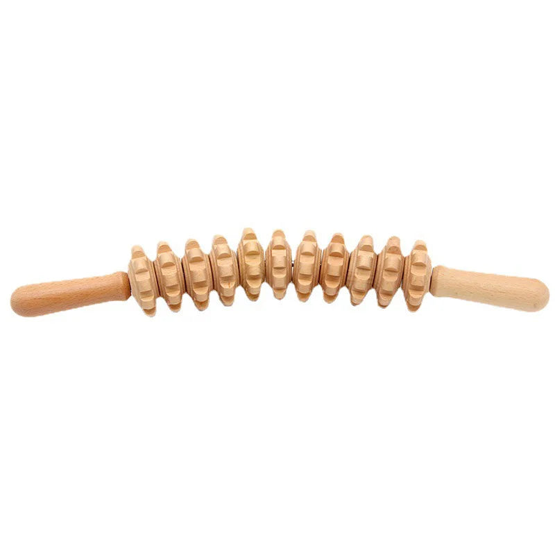 Wood Therapy Roller Massager – Handheld Cellulite Trigger Point Stick for Lymphatic Drainage & Muscle Release