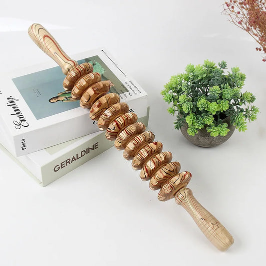 Wood Therapy Roller Massager – Handheld Cellulite Trigger Point Stick for Lymphatic Drainage & Muscle Release