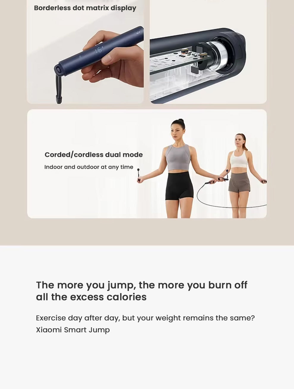 Xiaomi Mijia Smart Skipping Jump Rope with Digital Counter & Mi Fitness App | Adjustable Length & Calorie Tracking