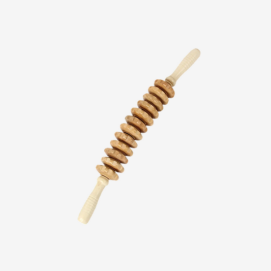 12 Rollers Wooden Curved Massager Handheld Roller Stick, Trigger Point Body Therapy Massager for Belly Waist Muscles Pain Relief