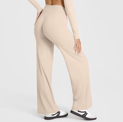 NCLAGEN Straight-Leg Pants Ultra Soft Butter Fabric Women's Mid-Waist Yoga Pants GYM Naked Feel Pilat