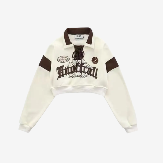 Crop Tops Vintage Hoodies for Women Streetwear Letter Embroidery Bandage Sweatshirt 2025 Ropa Mujer Casual Fashion Y2k Hoodie