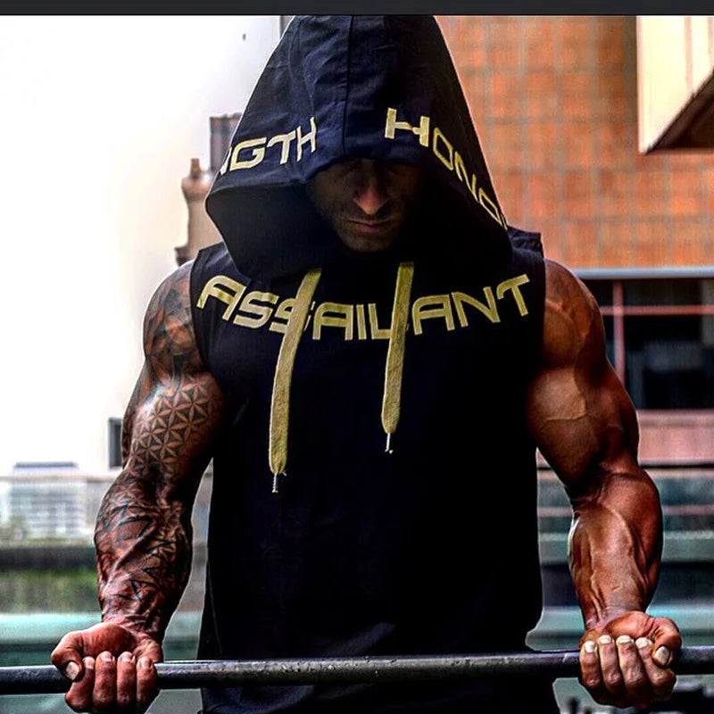 Men’s Gym Tank Top – Sleeveless Hoodie, Cotton Fitness Vest, Bodybuilding & Workout Wear
