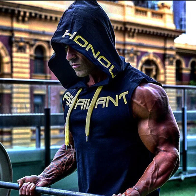 Men’s Gym Tank Top – Sleeveless Hoodie, Cotton Fitness Vest, Bodybuilding & Workout Wear
