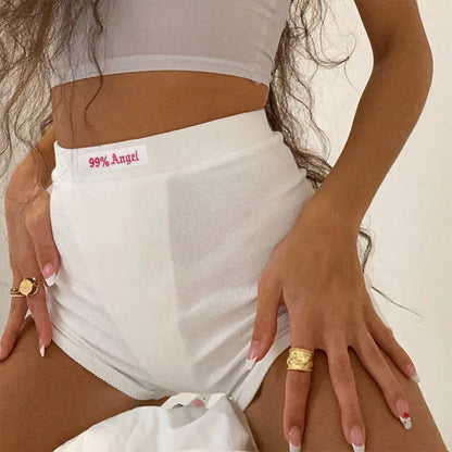 Summer Ribbed Biker Shorts – High Waist Streetwear for Women