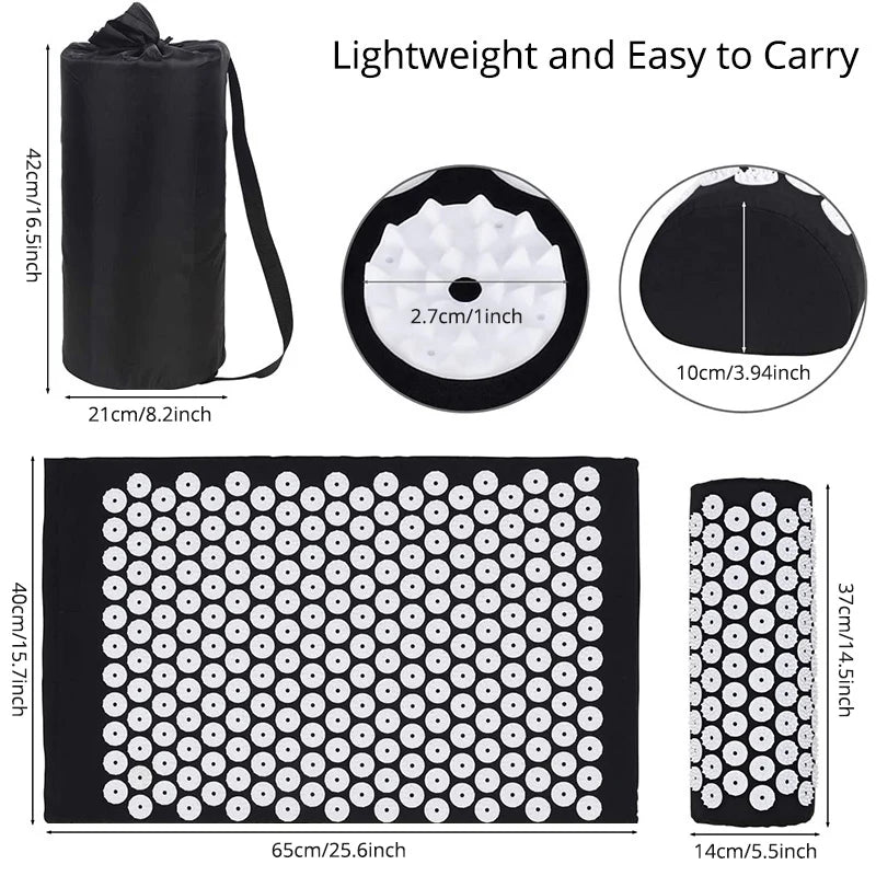 Acupressure Massage Mat & Pillow Set – Stress Relief, Back & Neck Pain Therapy, Relaxation Cushion