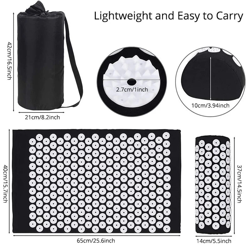 Acupressure Massage Mat & Pillow Set – Stress Relief, Back & Neck Pain Therapy, Relaxation Cushion