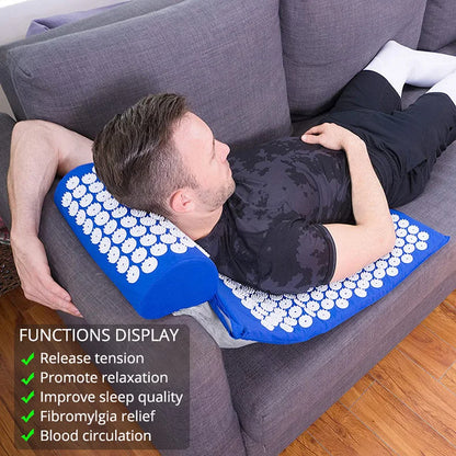 Acupressure Massage Mat & Pillow Set – Stress Relief, Back & Neck Pain Therapy, Relaxation Cushion