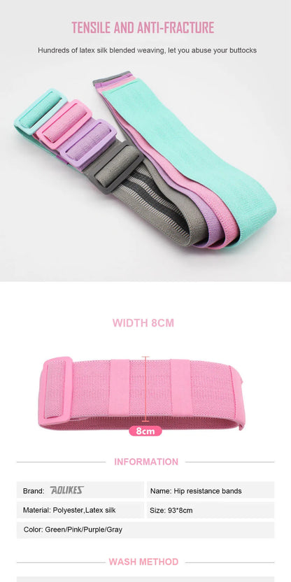 AOLIKES Adjustable Elastic Hip Booty Bands Anti Slip Resistance Bands Thick with Inner Grip Strip for Fitness Legs Butt Glute
