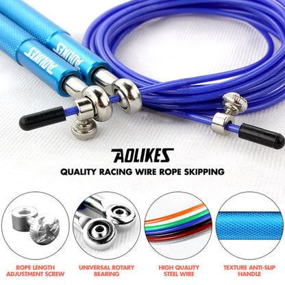 AOLIKES Speed Jump Rope for Crossfit, Boxing, MMA, Fitness Training – Adjustable Skipping Rope with Spare Cable & Carry Bag