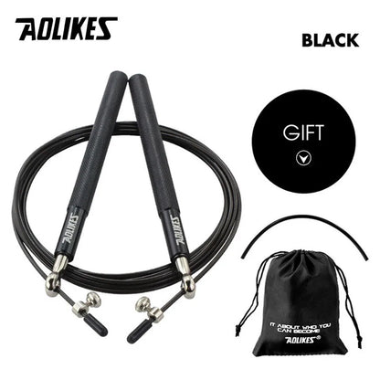 AOLIKES Speed Jump Rope for Crossfit, Boxing, MMA, Fitness Training – Adjustable Skipping Rope with Spare Cable & Carry Bag