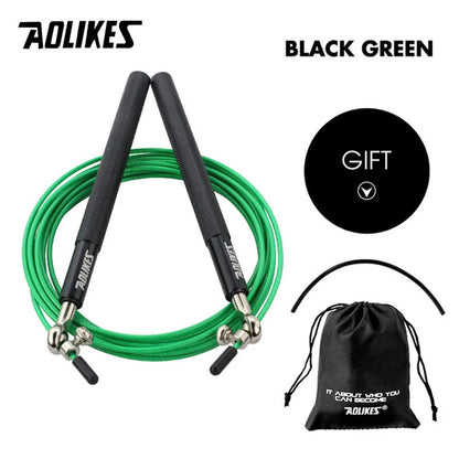 AOLIKES Speed Jump Rope for Crossfit, Boxing, MMA, Fitness Training – Adjustable Skipping Rope with Spare Cable & Carry Bag
