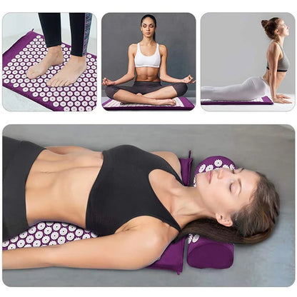 Acupressure Massage Mat & Pillow Set – Stress Relief, Back & Neck Pain Therapy, Relaxation Cushion
