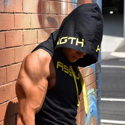 Men’s Gym Tank Top – Sleeveless Hoodie, Cotton Fitness Vest, Bodybuilding & Workout Wear