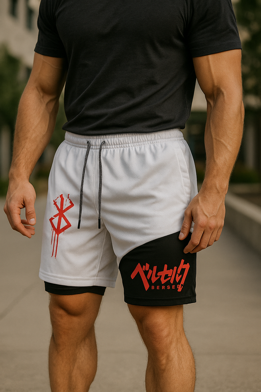 Men’s 2-in-1 Anime Gym Shorts | Summer Sportswear with Compression Liner