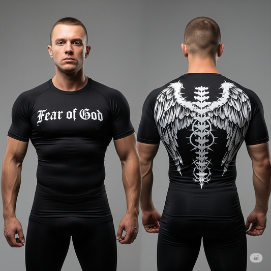 Men's Compression Shirt Anime Print Gym Sport Quick Dry Gym TShirts Fitness Athletic Undershirts Elasticity Tops Tee Summer Male