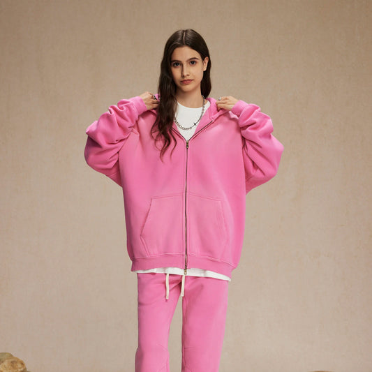 Unisex Oversized Zip Hoodie – Plush Tie-Dye Gradient | Cozy Streetwear for All