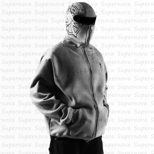 Men's clothing Zip Up Hoodie Vintage Casual Pattern Oversize  Hip Hop Punk Streetwear Clothing new in hoodies & sweatshirts ﻿
