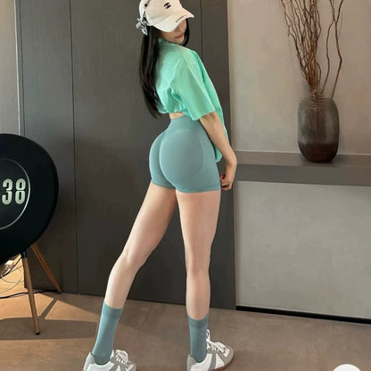 Fashion New Product High Waist Abdominal Elastic Breathable Quick-Drying Running Shorts Sports Yoga Shorts Super Hip Female Summer