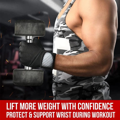 Workout Gloves – Weight Lifting Gym Gloves with Wrist Wrap Support, Full Palm Protection & Extra Grip