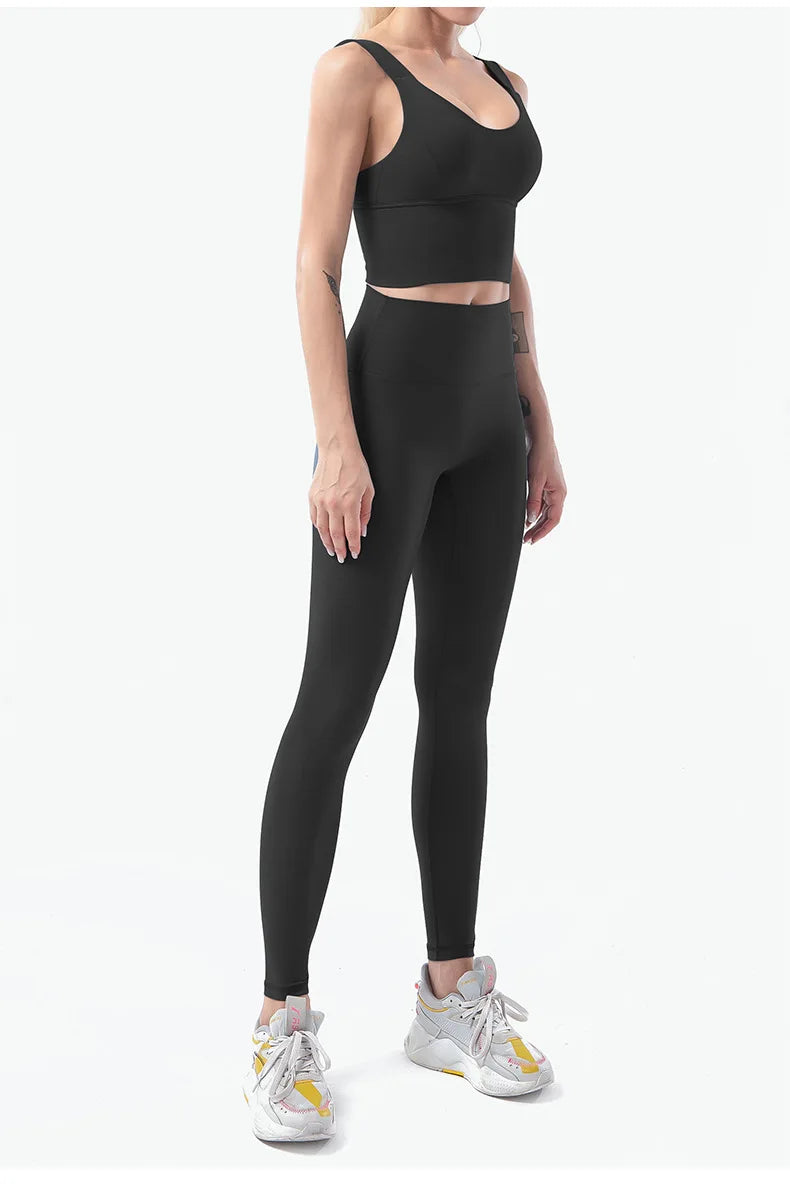 Naked-Feel Yoga Set Yoga Leggings Set Women Fitness Suit For Yoga Clothes High Waist Gym Sexy Sport Wear Outdoor Active Bras