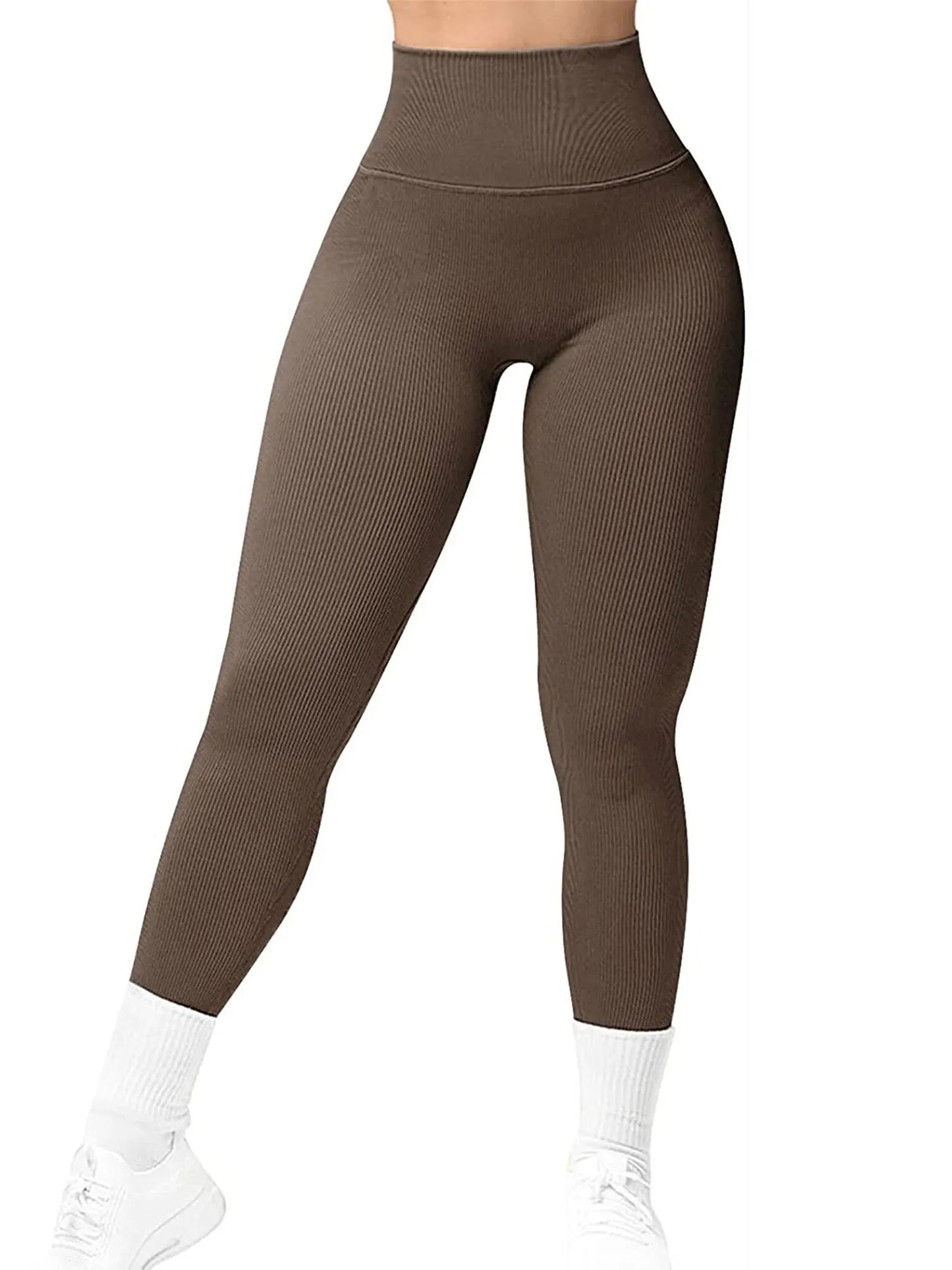 Seamless Ribbed Leggings – High Waist Push-Up Yoga Pants | 4-Way Stretch Compression