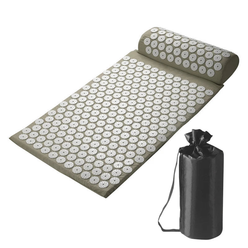 Acupressure Pillow & Mat Set with Storage Bag – Neck, Back & Foot Massage Pads for Pain Relief & Relaxation