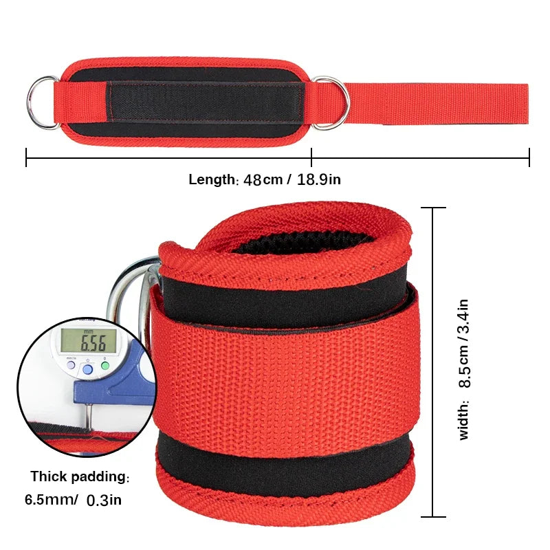 Adjustable Gym Ankle Straps with Double D-Ring | Neoprene Padded Cuffs for Cable Machine Leg & Glute Workout