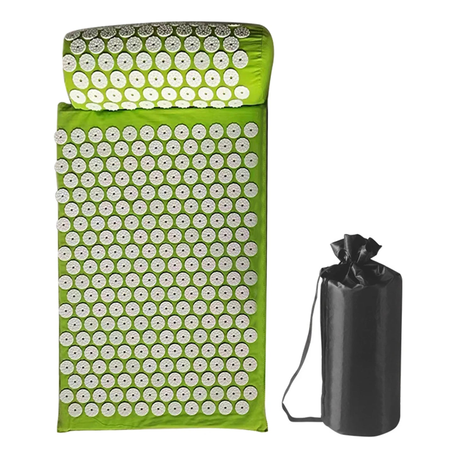 Acupressure Pillow & Mat Set with Storage Bag – Neck, Back & Foot Massage Pads for Pain Relief & Relaxation