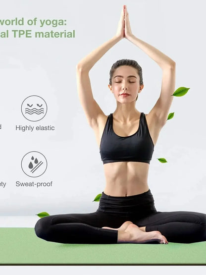Folding TPE Yoga Mat 180×57×0.4cm – Portable, Non-Slip, Shock-Absorbent & Lightweight