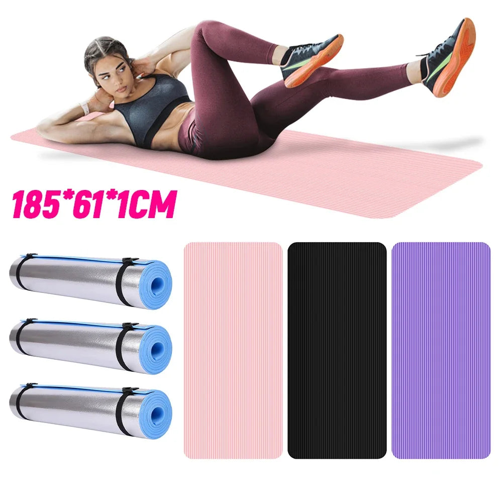 Yoga Mat Non-Slip Exercise Mat 10mm Thick | Solid Color Fitness & Pilates Mat for Home & Gym