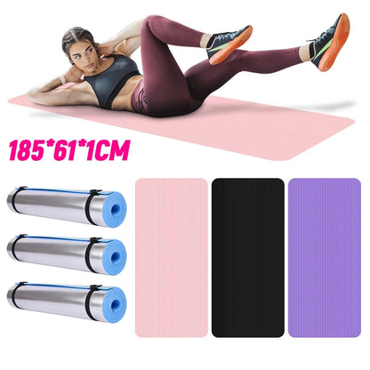 Yoga Mat Non-Slip Exercise Mat 10mm Thick | Solid Color Fitness & Pilates Mat for Home & Gym