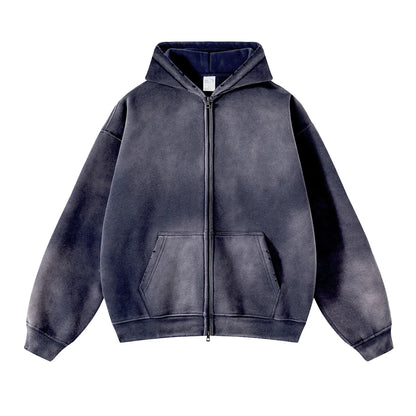 Unisex Oversized Zip Hoodie – Plush Tie-Dye Gradient | Cozy Winter Streetwear