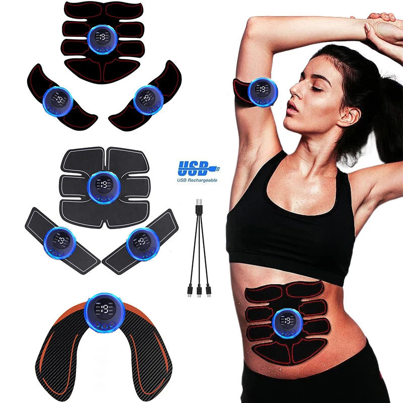 USB Rechargeable EMS Muscle Stimulator – Electric Hip & Abdominal Trainer, Pain Relief & Fitness Massager