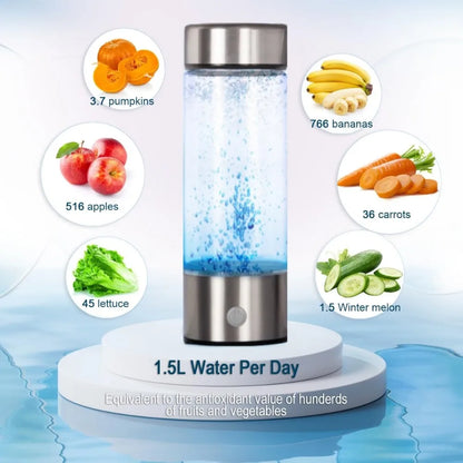 Hydrogen Water Bottle – Portable Hydrogen Generator Cup, Rechargeable Ionizer, Glass Health Bottle