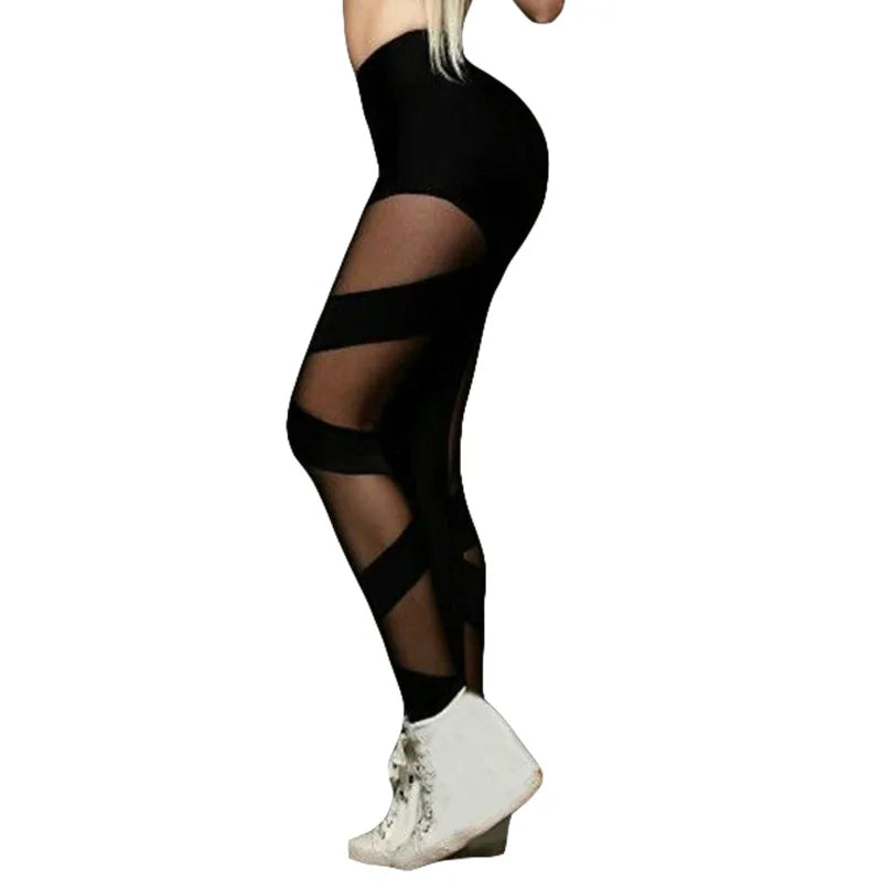High Waist Black Mesh Leggings for Women – Sexy See-Through Yoga & Gym Pants
