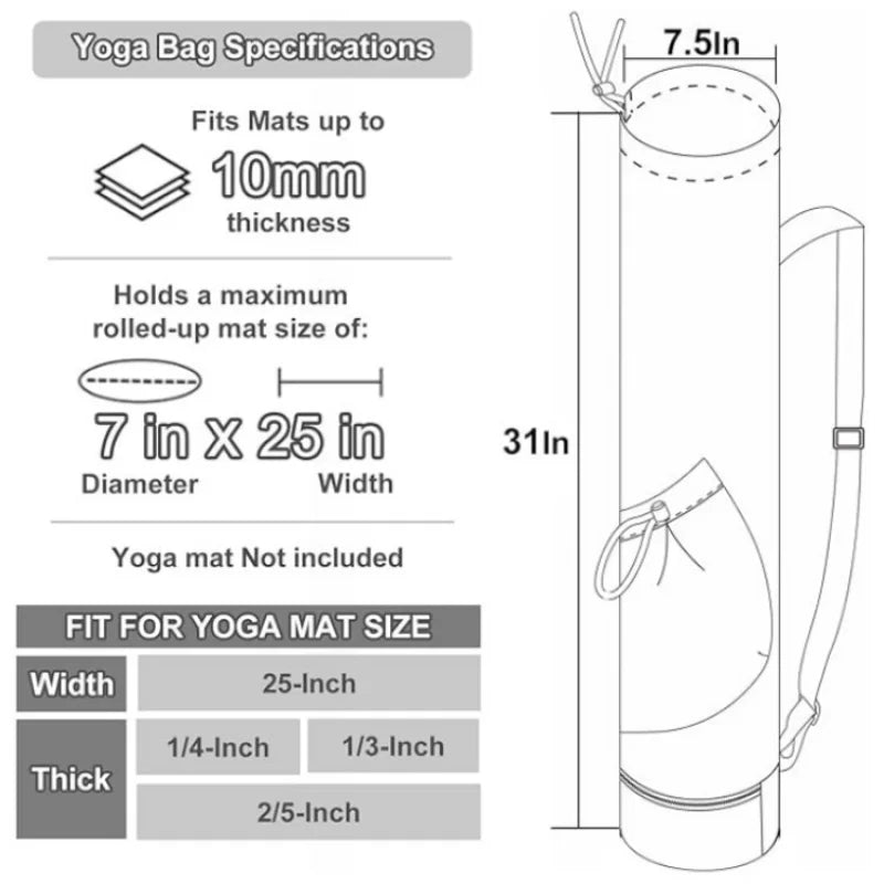 Travel Yoga Mat Bag – Waterproof Nylon Backpack, Sports & Gym Carrier Bag with Large Storage