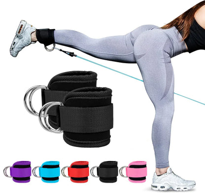 Cable Ankle Straps with Double D-Ring for Gym, Leg & Glutes Workout, Strength Training Accessory