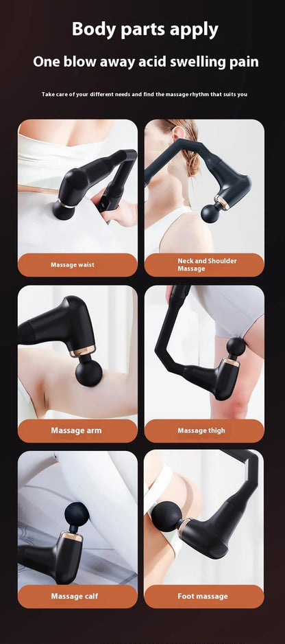 Portable Fascia Massage Gun – Deep Tissue Massager with Extended Handle & 4 Heads for Neck, Back, Shoulder & Leg Pain Relief