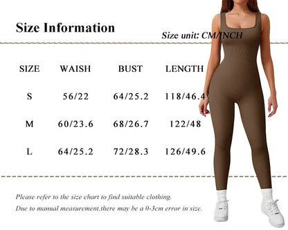 Women's Ribbed Sleeveless Yoga Jumpsuit – Square Neck, High Waist, Seamless Activewear for Fitness & Sports