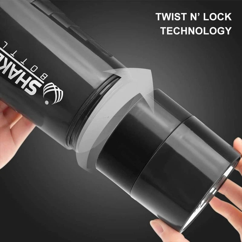 Protein Shaker Bottle 3-Layer Leak-Proof Twist Off Cup for Gym & Fitness
