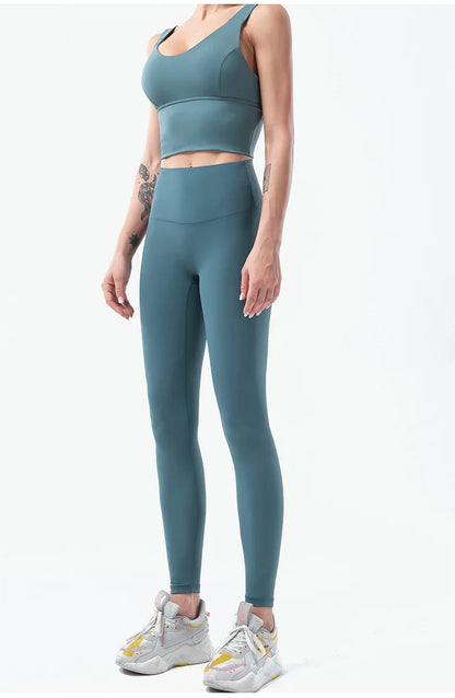 Naked-Feel Yoga Set Yoga Leggings Set Women Fitness Suit For Yoga Clothes High Waist Gym Sexy Sport Wear Outdoor Active Bras