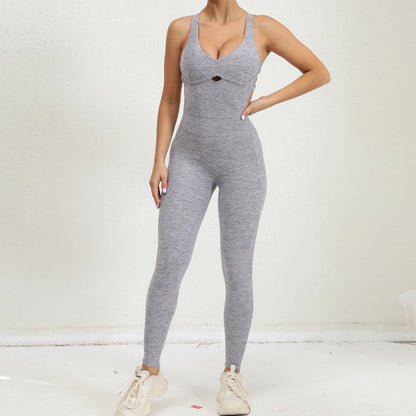 Women's Yoga Jumpsuit – One-Piece Adjustable Sport Bodysuit with Built-In Bra | Activewear for Workout & Dance