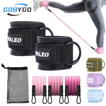 GOBYGO Ankle Resistance Bands with Foam Pads – Adjustable Straps for Glutes, Legs & Lower Body Workouts